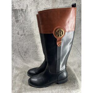 Tommy Hilfiger Women's 6.5 ILIA4 Almond Toe Knee High Boots - Black Brown